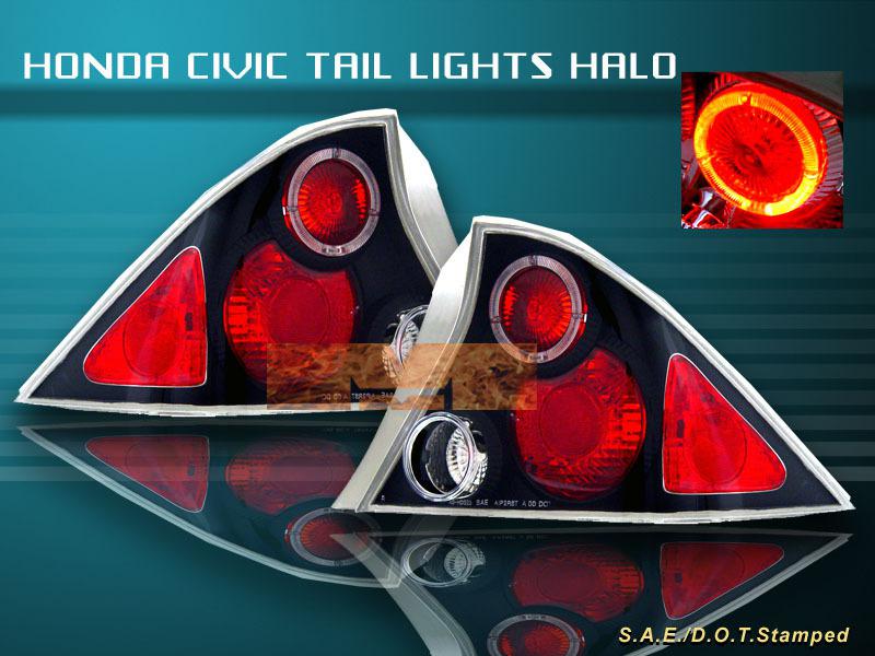 2001-2003 honda civic tail lights black halo 2d 02 lamps