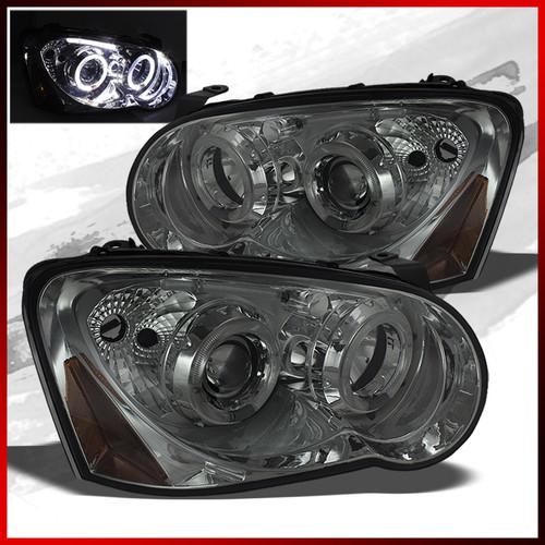 04-05 impreza smoked dual led halo projector replacement headlights set pair new