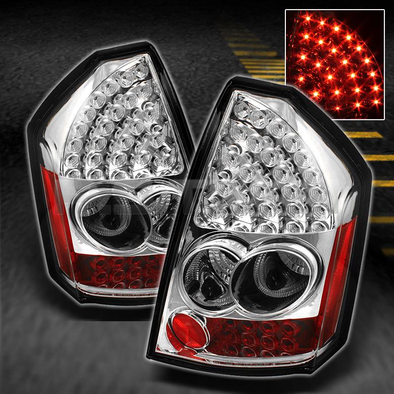 05-07 chrysler 300c chrome clear led tail brake lights lamps pair left+right