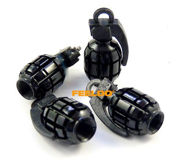 Black grenade bomb aluminum alloy tyre tire valve air dust caps modify for honda