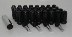 Black spline lug nuts ford superduty f250 f350 truck excursion 14x1.5 32 pc kit