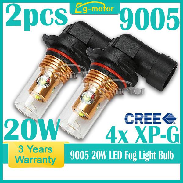 2pcs 9005 20w hb3 cree xp-g car led drl fog day driving head light bulb lamp