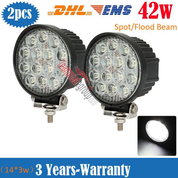 2x round 42w led work light 3150lm offroad 4x4 john deere suv tractor lamp flood