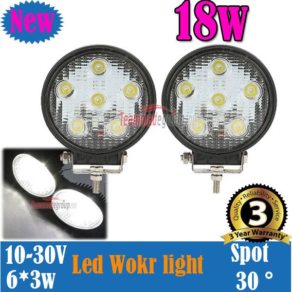 2pcs 18w led work light lamp off road atv boat jeep truck suv 4wd car 12v 24v 