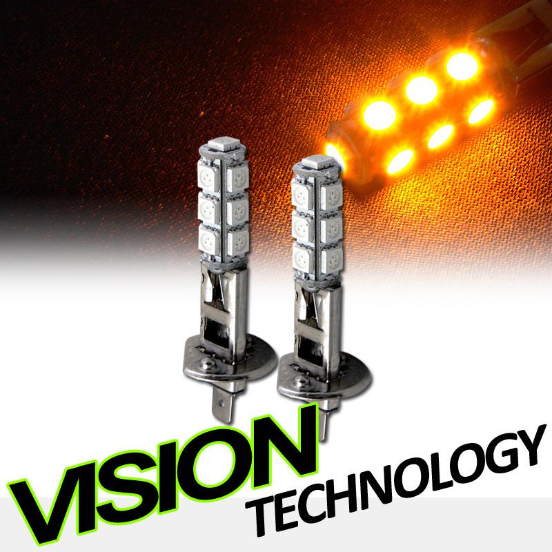 2pc yellow h1 13 5050 smd/smt led car bumper fog/driving light lamp bulbs new 12