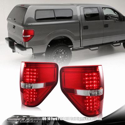 09-11 ford f-150 truck led chrome housing clear/red len altezza brake tail light