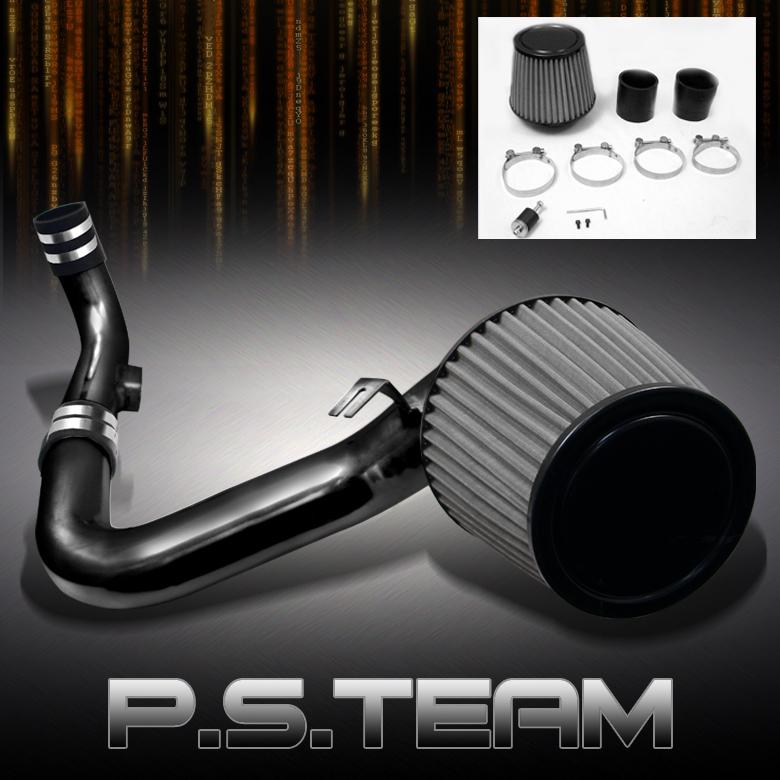 06-09 gti rabbit jetta 2.0 black cold air intake+stainless washable mesh filter