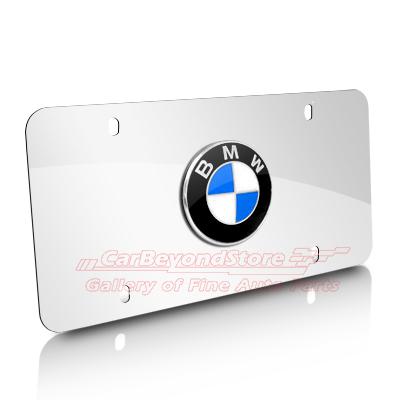 Bmw 3d logo polished stainless steel license plate genuine bmw product