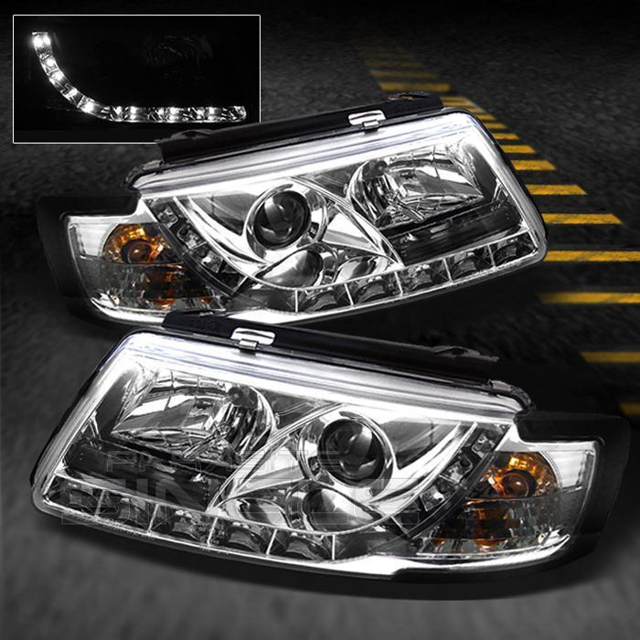 97-00 vw passat projector headlights w/daytime led running lights lamps