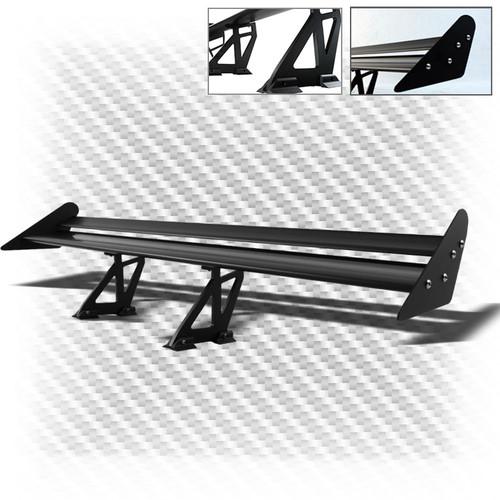 Aluminum gt-3 double deck racing style matt black gt wing trunk mount spoiler