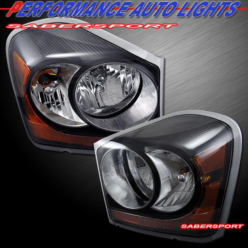 2004-2006 dodge durango black color headlights pair oe style bulbs included