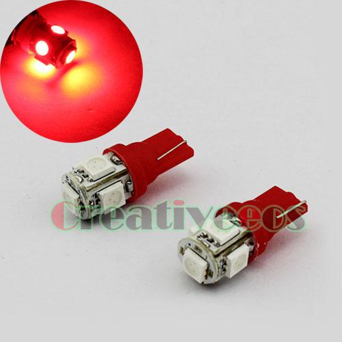 4x t10 194 w5w 5smd 5050 car led wedge light bulb red