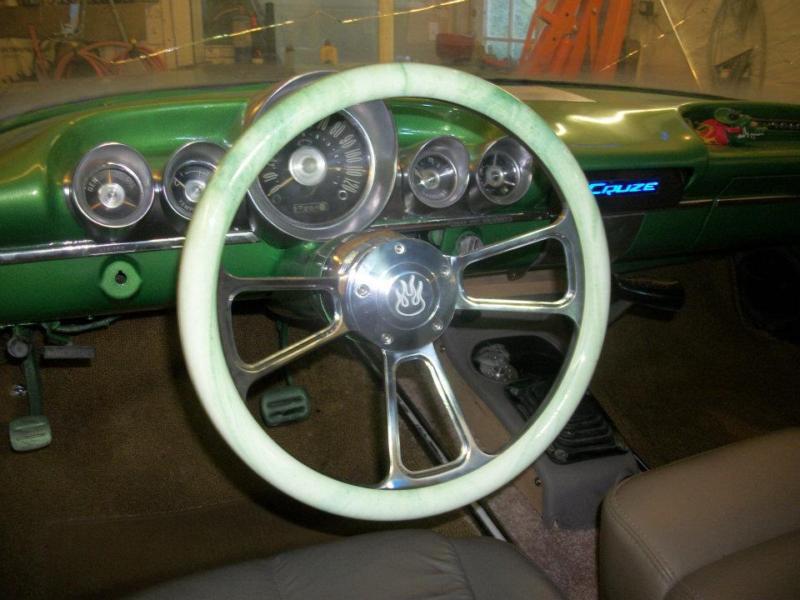 Marine / boat steering wheel (muscle) w/ 3/4" inch keyway adapter  ~green marble