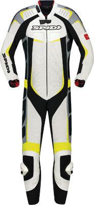 Spidi sport track wind pro one piece leather suit white yellow us 42 eu 52