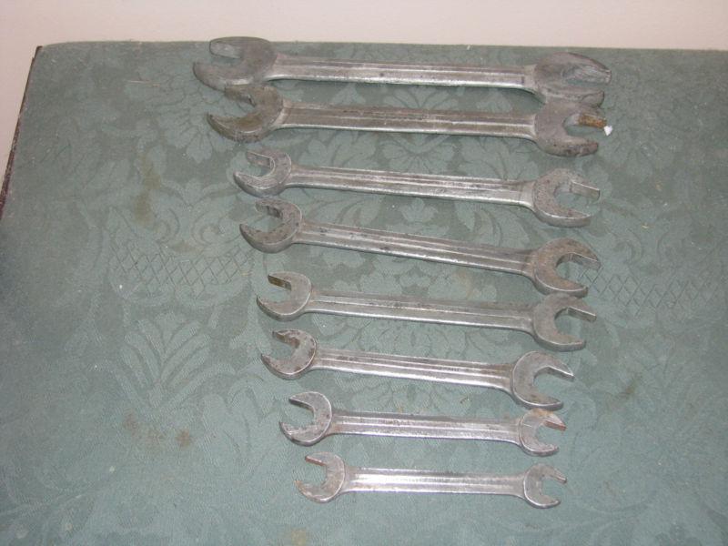 8 vintage blue point  snap-on open end wrenches -  - sae 7/16 - 1 1/8 