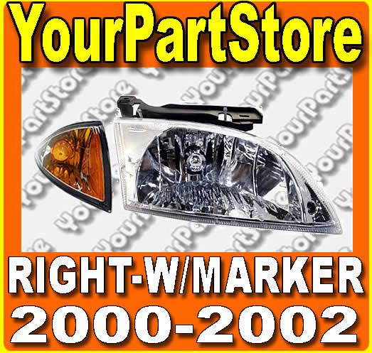 00-02 chevy cavalier headlamp headlight & corner marker signal light right side