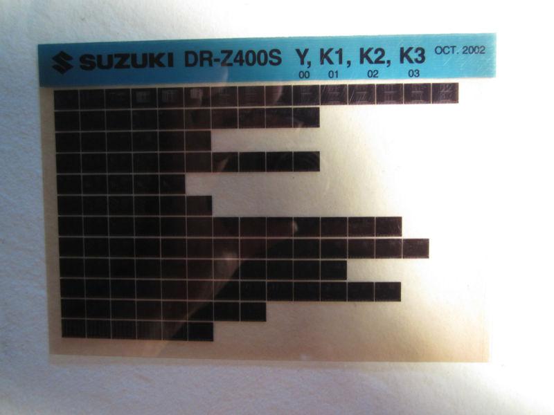 2000-2003 suzuki motorcycle dr z400s y k1 k2 k3 microfiche parts catalog z 400s