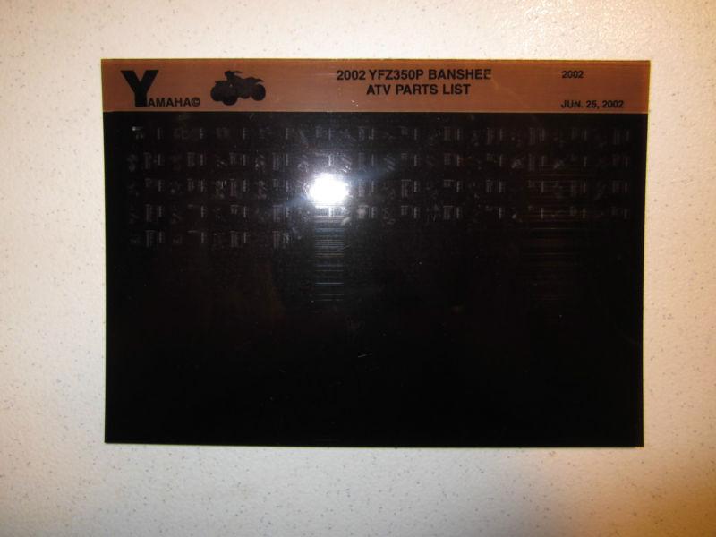 2002 yamaha atv yfz350p banshee microfiche parts list catalog xfz 350 p 