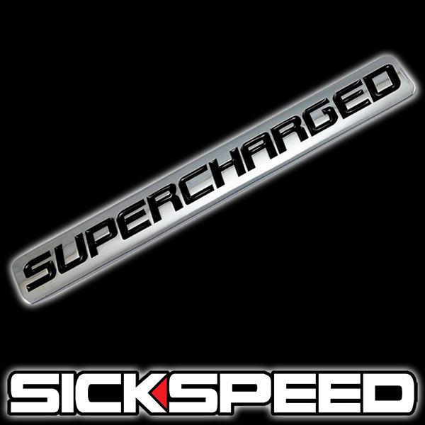 Chrome/black metal supercharged engine race motor swap badge for trunk hood door