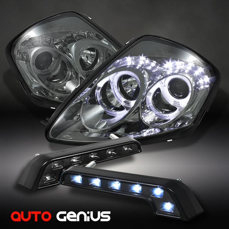 00-05 eclipse jdm smoke halo projector headlights w/led + daytime running lights