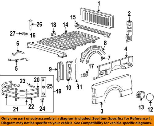 Ford oem 4l3z9927936ba front & side panels-pick up box-housing