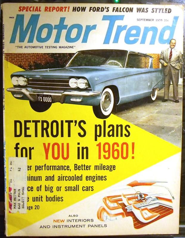 Motor trend sept 1959  mg-a 1600 sunbeam alpine  ford falcon singer gazelle