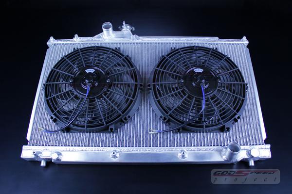 Gsp 2 row is300 01-05 aluminum (na / turbo) radiator / cap altezza slim fan x 2