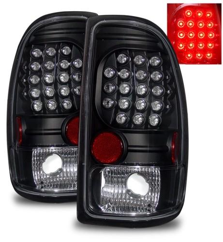 97-04 dodge dakota euro black smd led tail lights housings rear brake park lamps