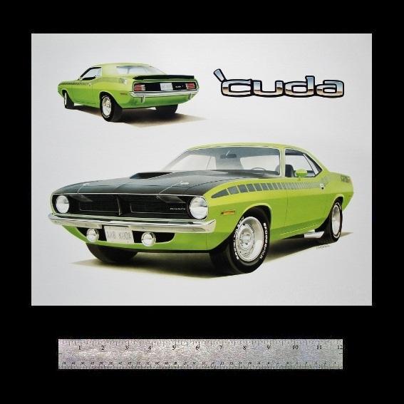 Plymouth cuda barracuda aar hemicuda 1970 1971 1972 318 340+6 - art print poster