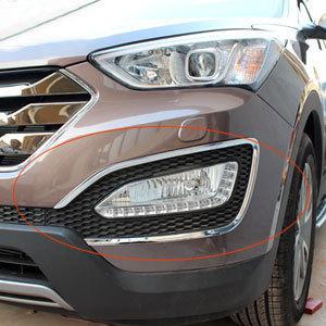 Chrome front fog light lamp cover trim 2pcs fit hyundai santa fe 2013