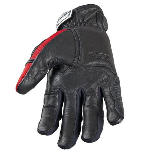 Speed and strength trial by fire-short adult leather/mesh gloves, red, large/lg