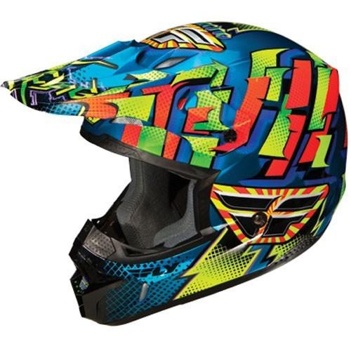 Fly racing kinetic motocross helmet dash blue/yellow/orange large l 73-3484l