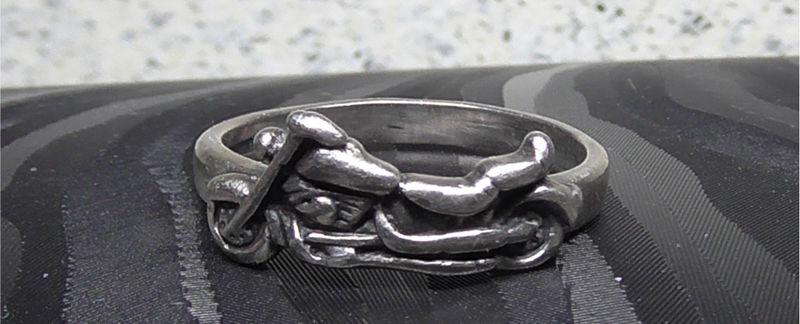 Motorcycle ring silver size 7 1/4