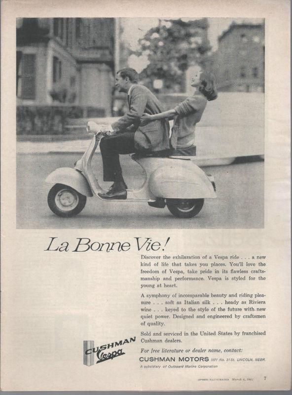 1961 cushman vespa  magazine ad vintage motorcycle vaspas 