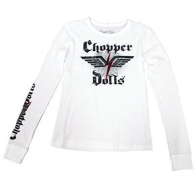 T-shirt thermal long sleeve cotton chopper dolls/baroness logos white women's lg