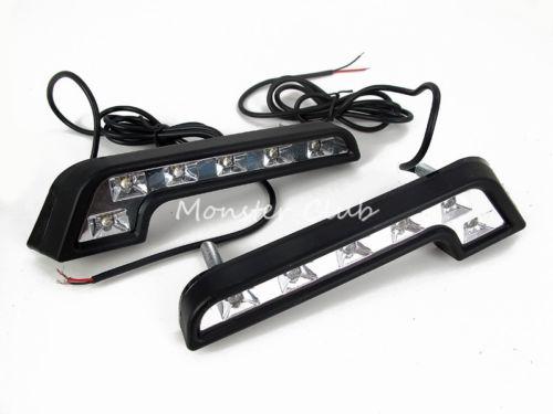 Universal led benz style driving running light white 6 led 181.5mm clear housing