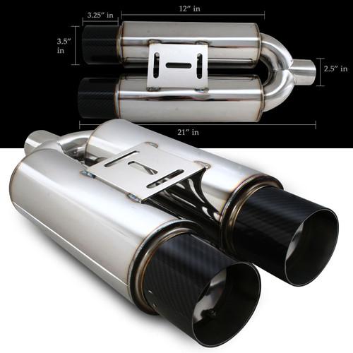 3.5" dual carbon fiber tip t-304 stainless steel body muffler 