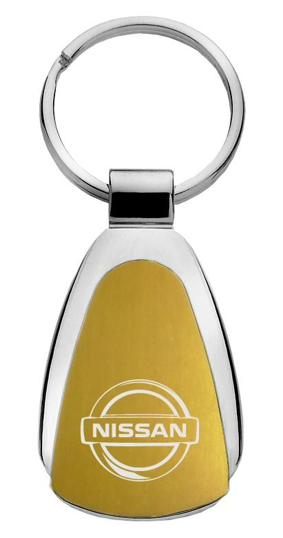 Nissan gold gold tear drop metal key chain ring tag key fob logo lanyard