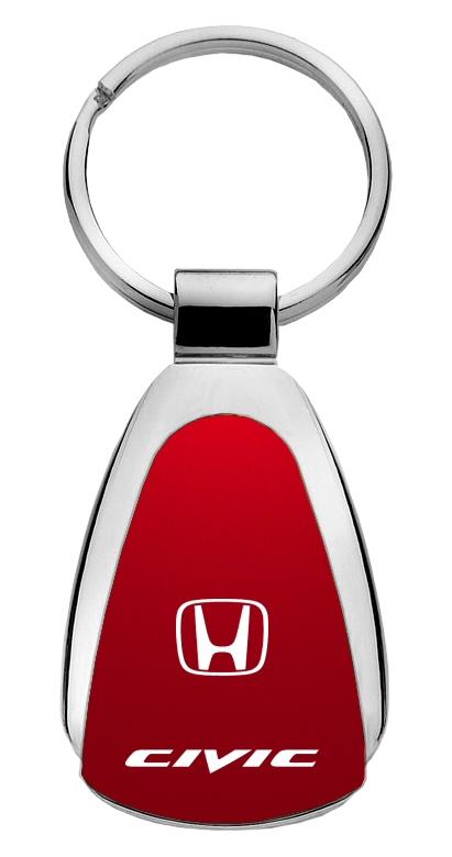 Honda civic red tear drop metal key chain ring tag key fob logo lanyard