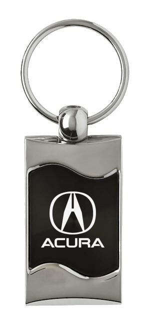 Acura black rectangular wave metal key chain ring tag key fob logo lanyard