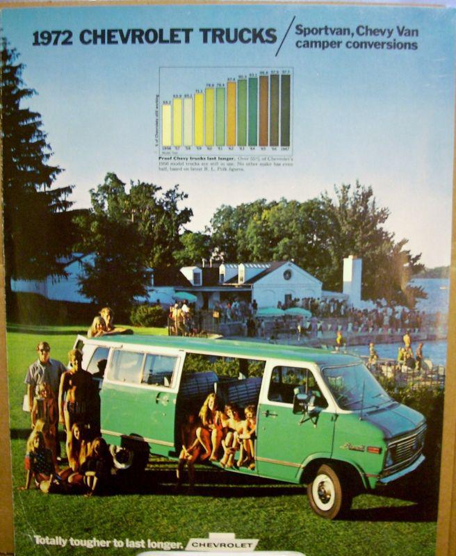 Nos 1972 72 chevy chevrolet sportvan van camper conver dealership sales brochure