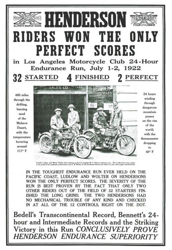 1922 henderson poster - los angeles 24 hr endurance run