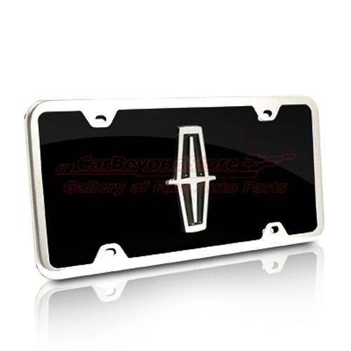 Lincoln 3d logo black acrylic license plate + chrome frame, made in usa + gift