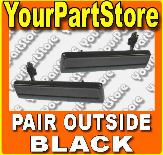 Set of 2 outside outer exterior left & right door handles handle black pair