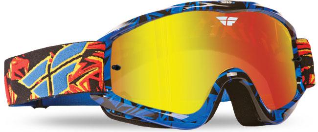 New 2014 fly racing adult zone pro blue-black goggles fire chrome smoke lens