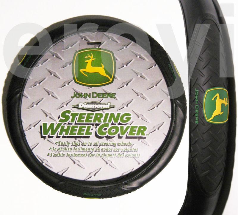 John deere classic yellow green logo steering wheel cover car auto vinyl+rubber