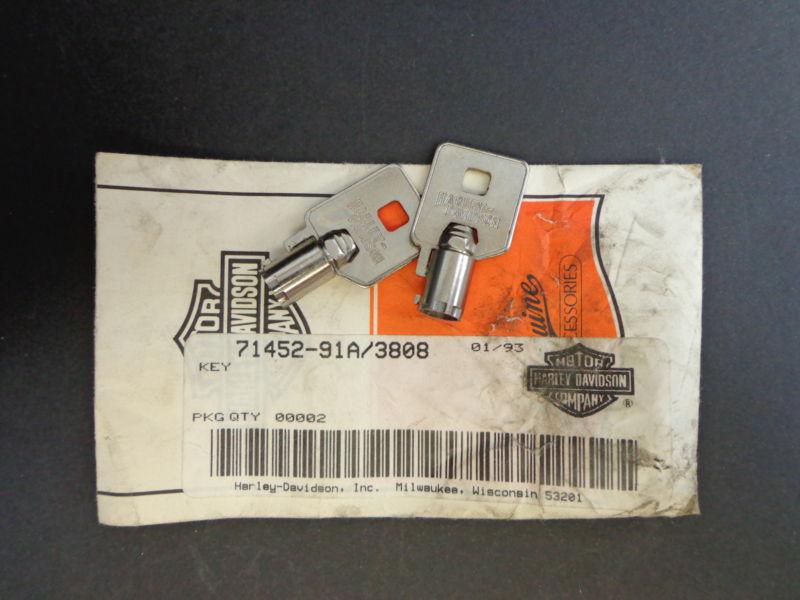 Harley davidson barrel key ignition/fork lock key set 71452-91a 3808