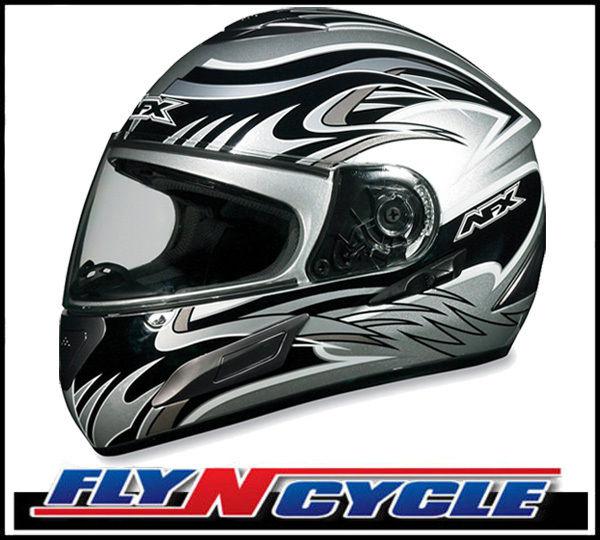 Afx fx-100 sun shield silver multi xs full face motorcycle helmet dot