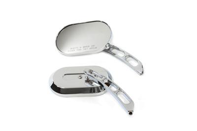 34-0675 harley chopper oblong mirror set chrome billet