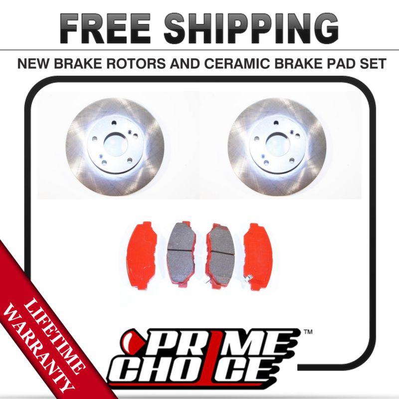 Front kit (2) brake rotors and (1 set) ceramic brake pads with lifetime warranty